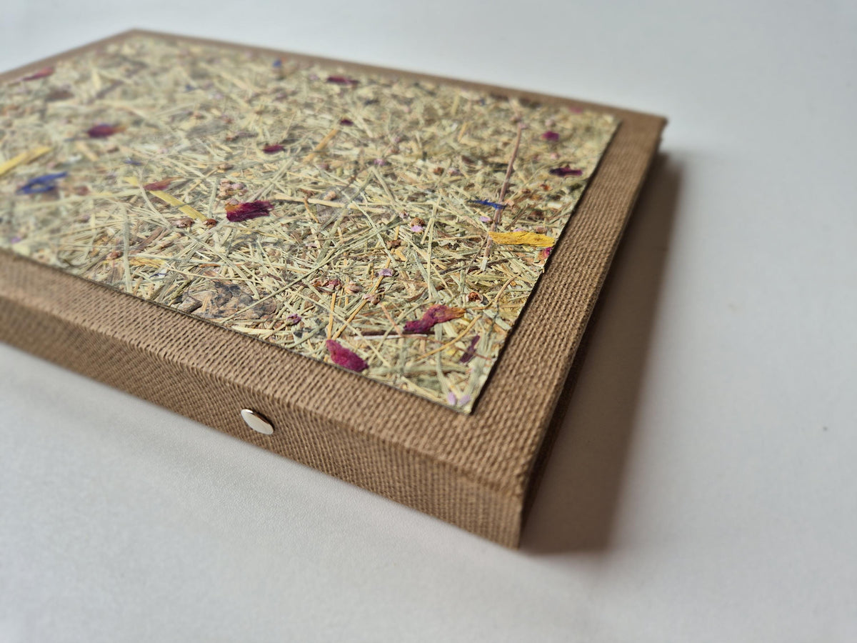 Sweet Nostalgia Standard-Size A5 Replaceable Pad Journal Brown | Alpine Hay and Flower Petals