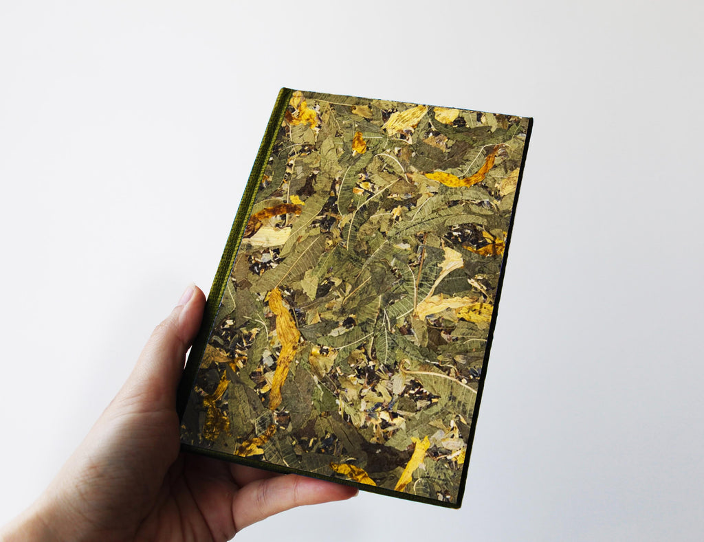 Bamboo Herbal Tea Aroma Cover Handmade Journal | Standard A5 Workbook with Replaceable Paper Pad