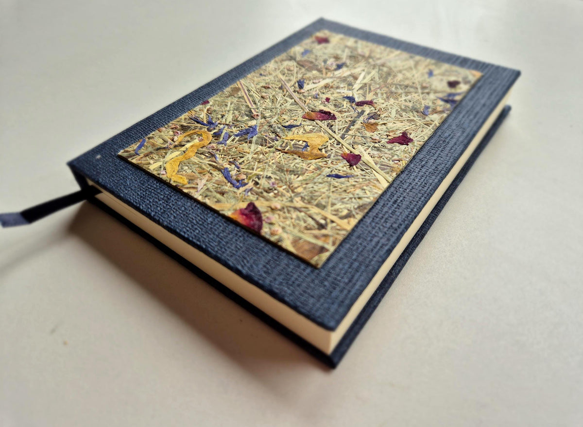 Sweet Nostalgia Pocket-Size A6 Journal Blue | Alpine Hay and Flower Petals