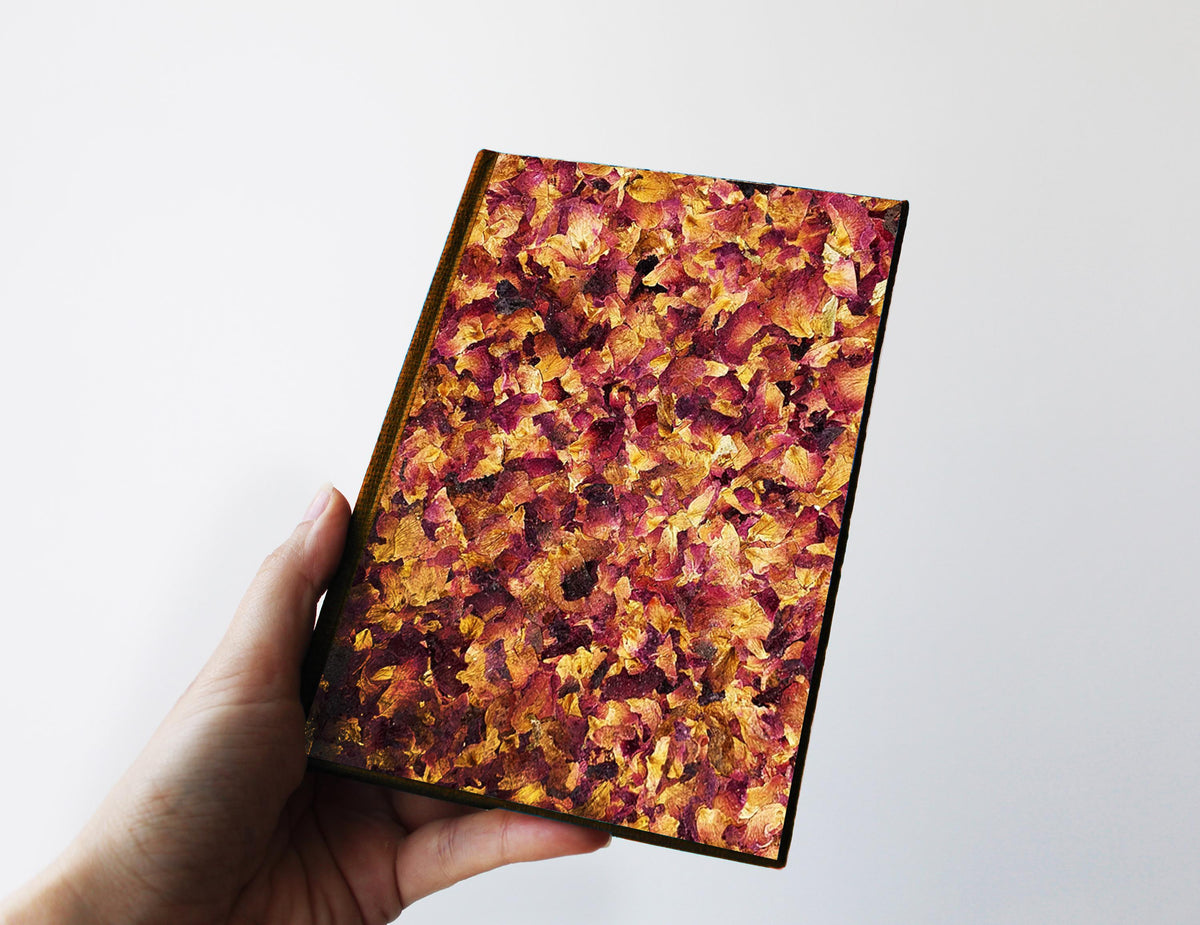 Beige Aroma Cover Rose Petals Handmade Journal | Standard A5 Workbook with Replaceabe Paper Pad