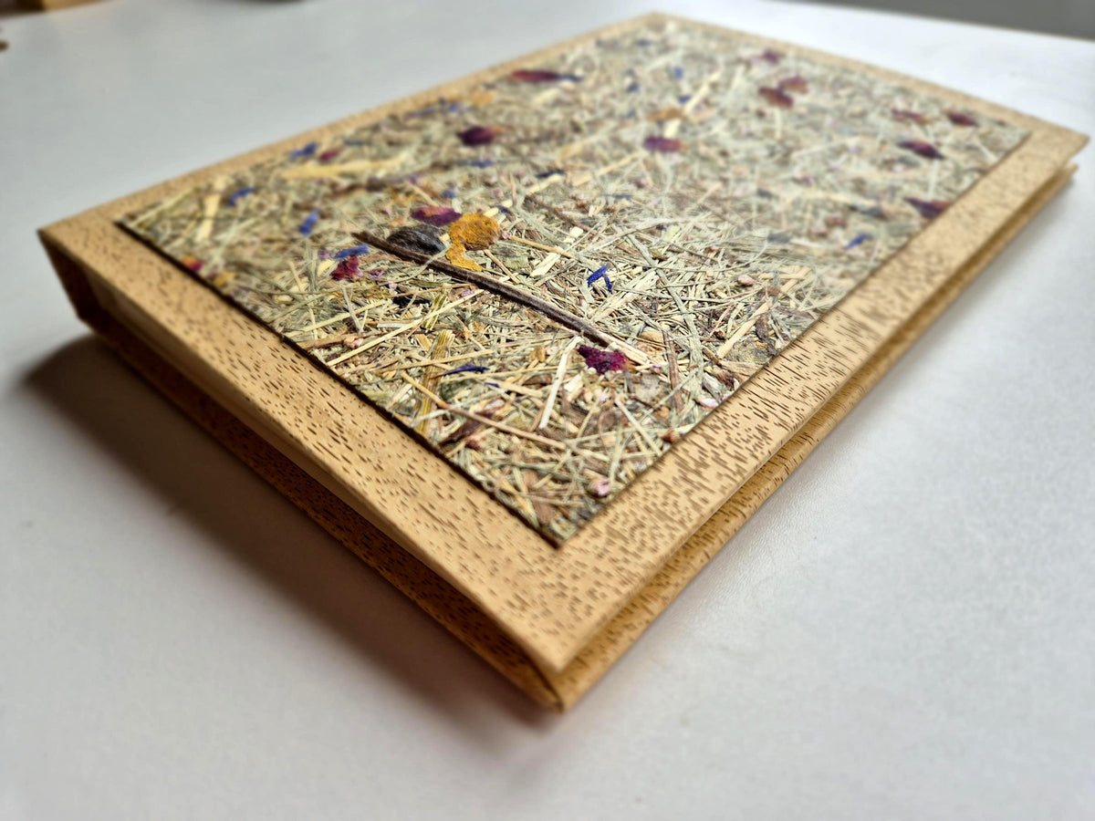 Sweet Nostalgia Standard-Size A5 Replaceable Pad Journal Bamboo | Alpine Hay and Flower Petals