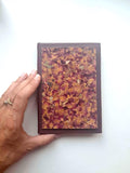 Red Vegan Leather Aroma Cover Rose Petals Handmade Journal, Pocket A6 Intimate Diary