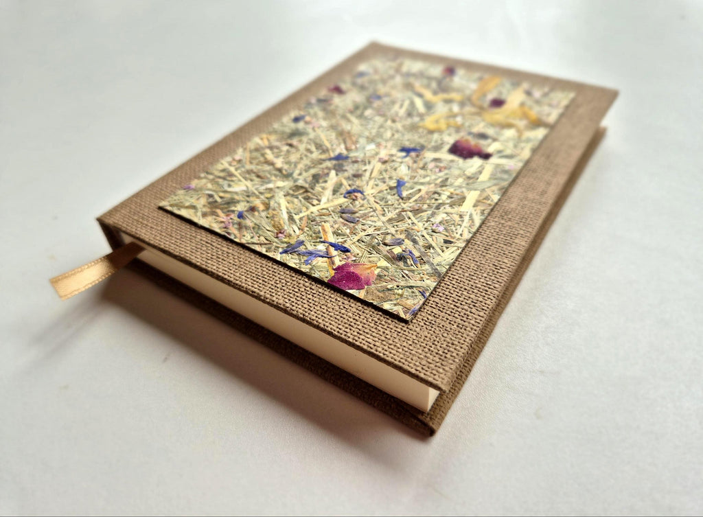 Sweet Nostalgia Pocket-Size A6 Journal Brown | Alpine Hay and Flower Petals