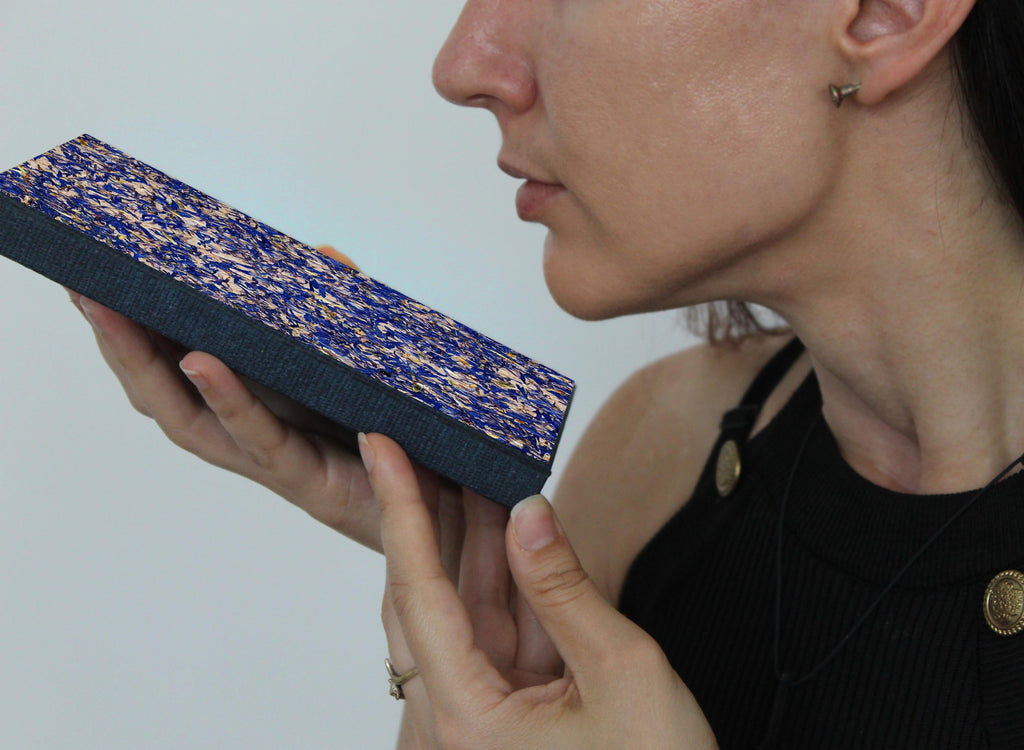 Blue Aroma Cover Cornflower Blue Handmade Journal | Standard A5 Workbook with Replaceable Paper Pad