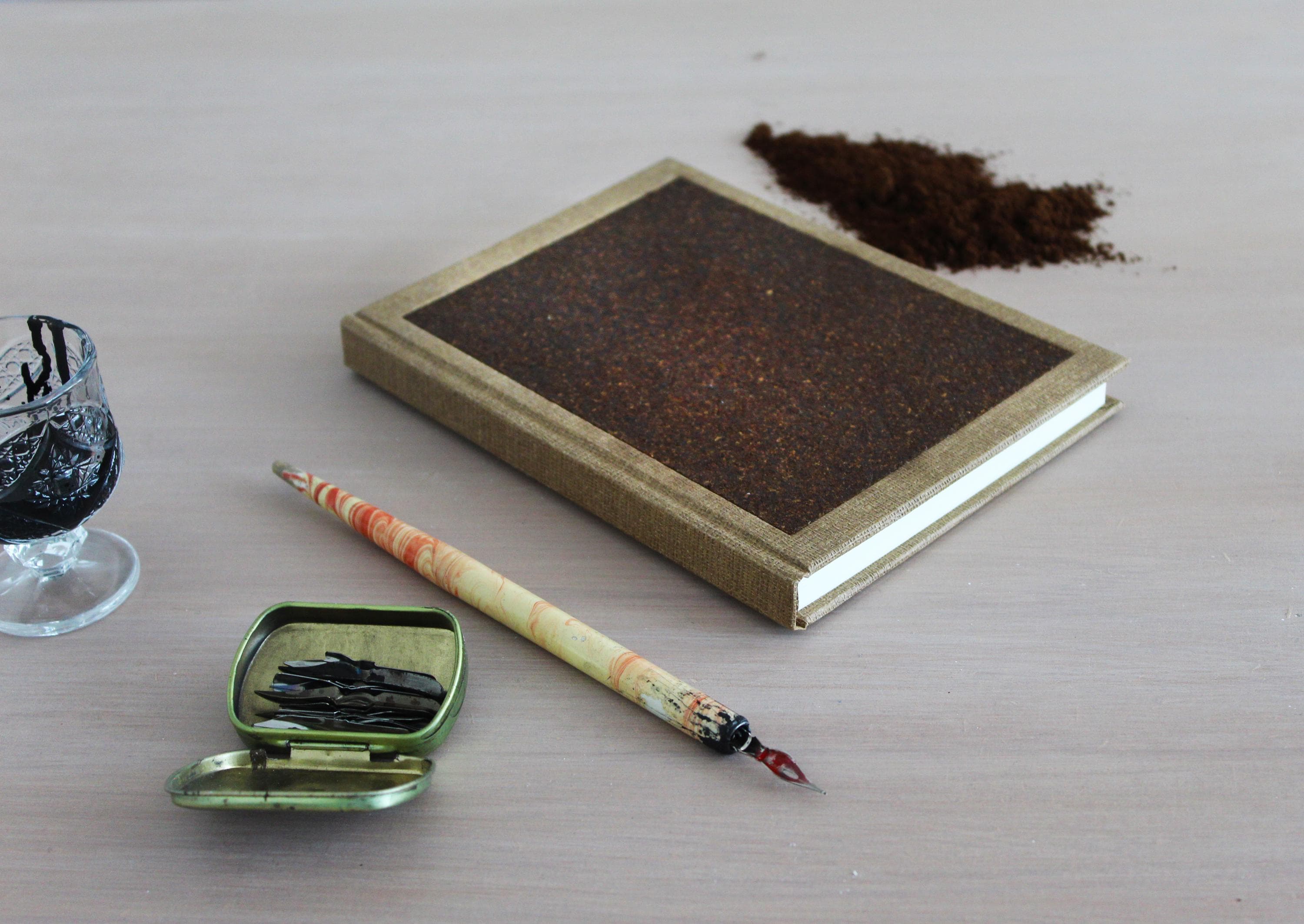 Beige Aroma Cover Coffee Leather Handmade Journal | Standard A5 Workbook with Replaceable Paper Pad