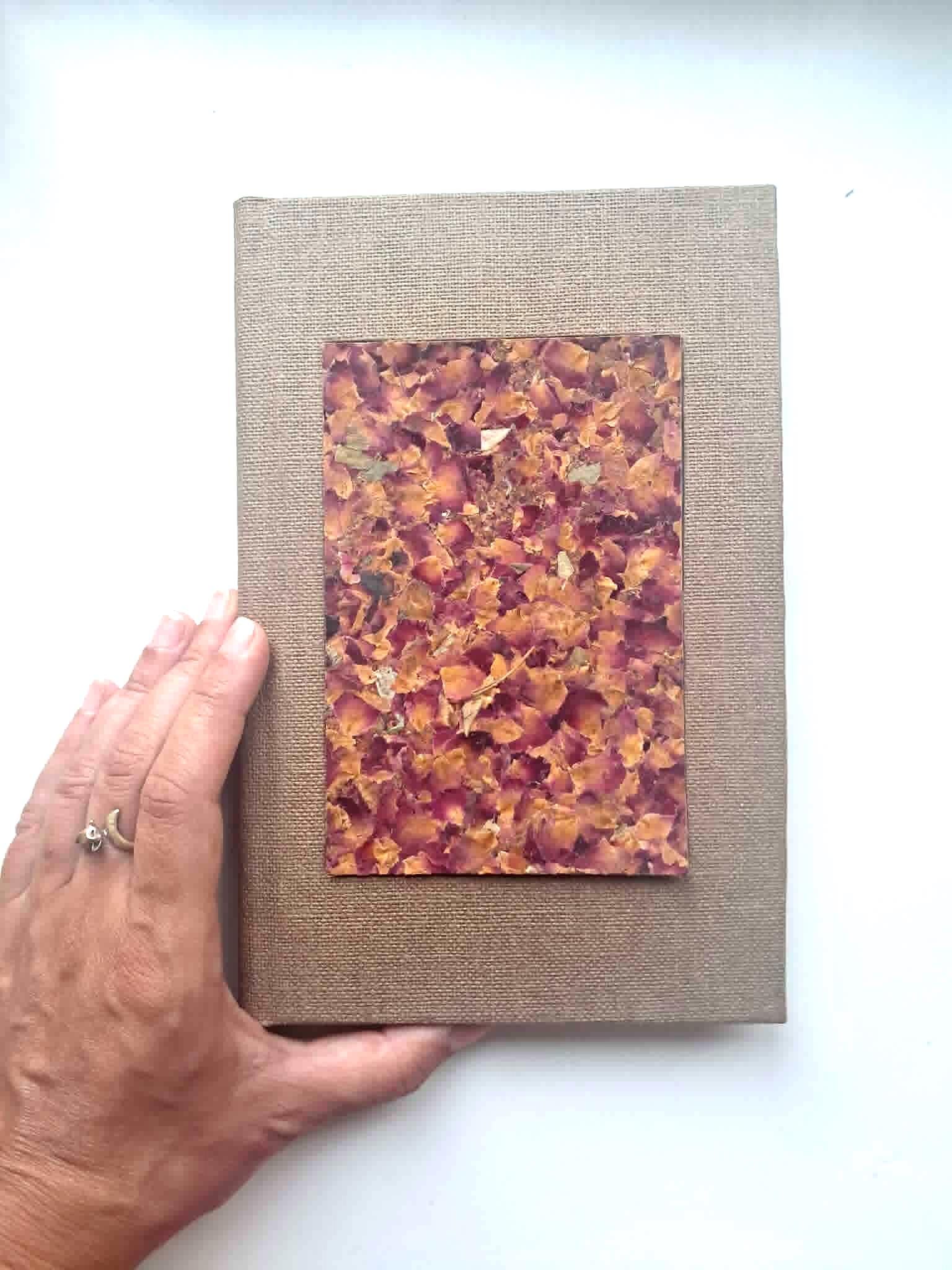 Beige Portrait Aroma Cover Rose Petals Handmade Journal, Standard A5 Workbook