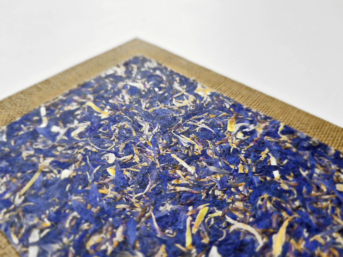 Azure Serenity Pocket-Size A6 Journal Brown | Cornflower Blue Sunflower Petals