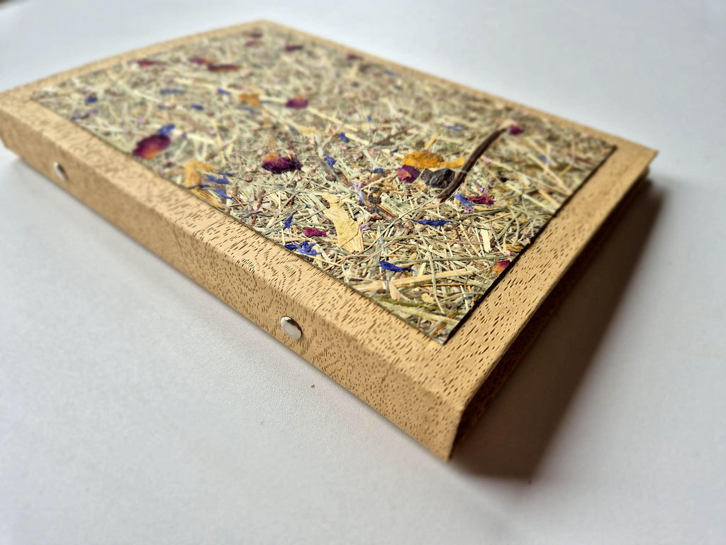 Sweet Nostalgia Standard-Size A5 Replaceable Pad Journal Bamboo | Alpine Hay and Flower Petals
