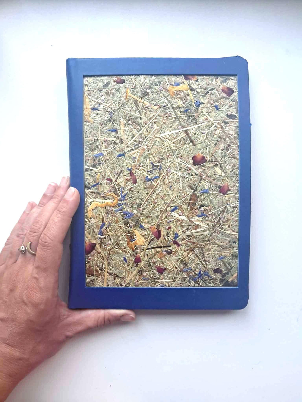 Blue Aroma Cover Alpine Meadow Handmade Journal | Standard A5 Workbook with Replaceable Paper Pad