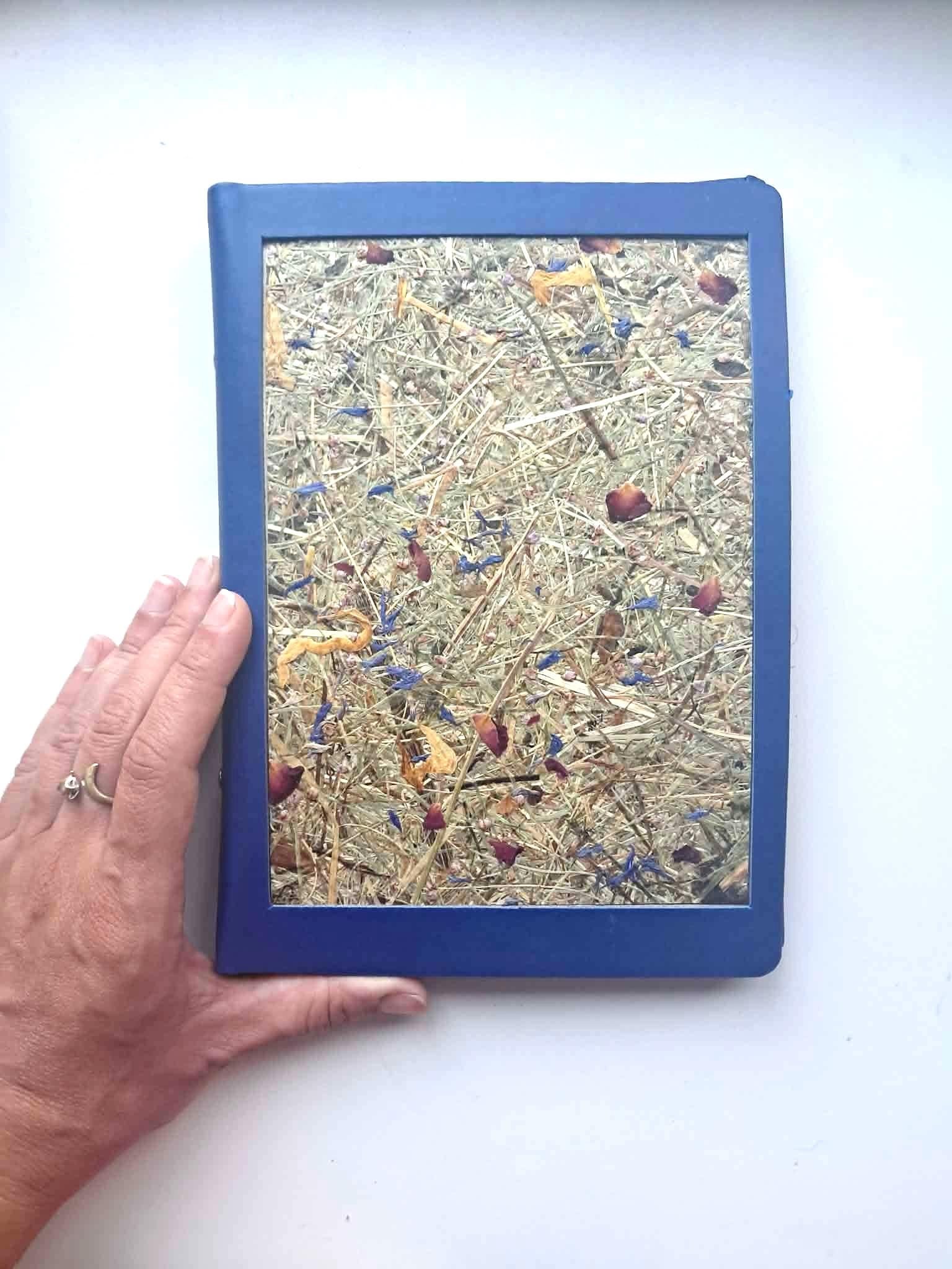 Blue Aroma Cover Alpine Meadow Handmade Journal | Standard A5 Workbook with Replaceable Paper Pad