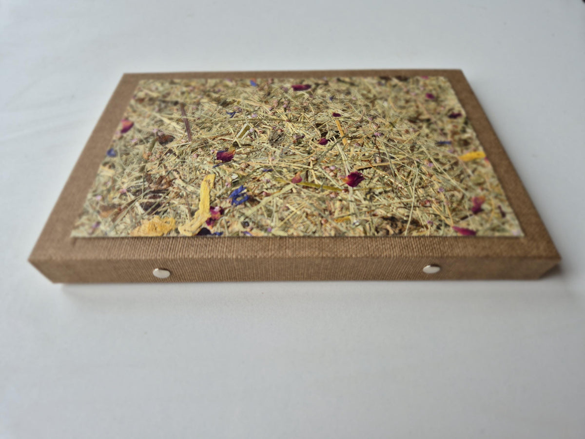 Sweet Nostalgia Standard-Size A5 Replaceable Pad Journal Brown | Alpine Hay and Flower Petals