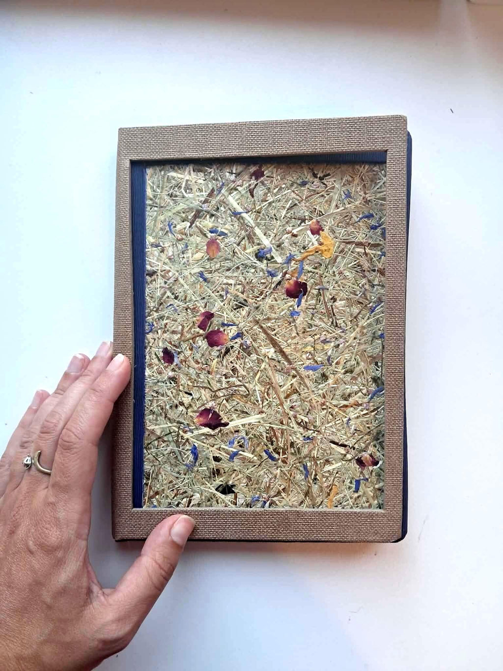 Beige Aroma Cover Alpine Meadow Handmade Journal | Standard A5 Workbook with Replaceable Paper Pad