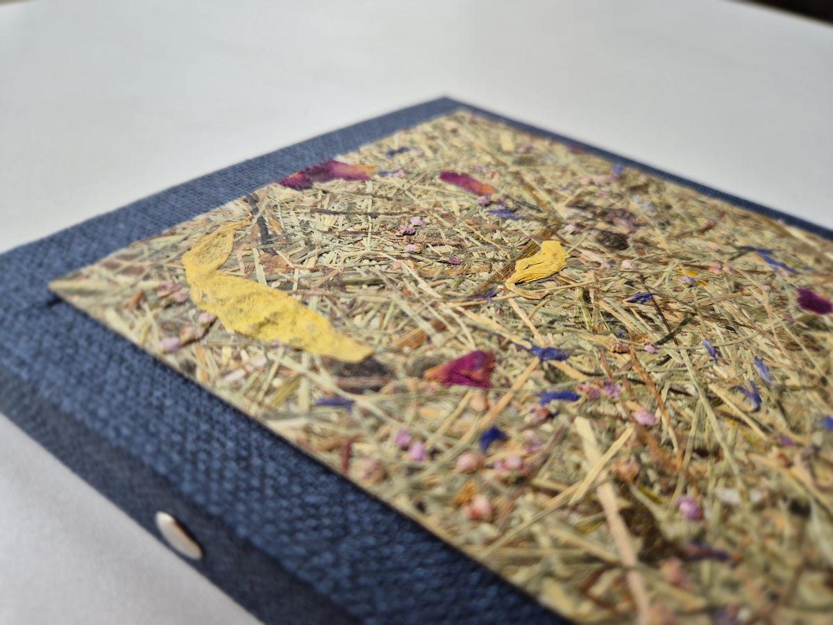 Sweet Nostalgia Standard-Size A5 Replaceable Pad Journal Blue | Alpine Hay and Flower Petals
