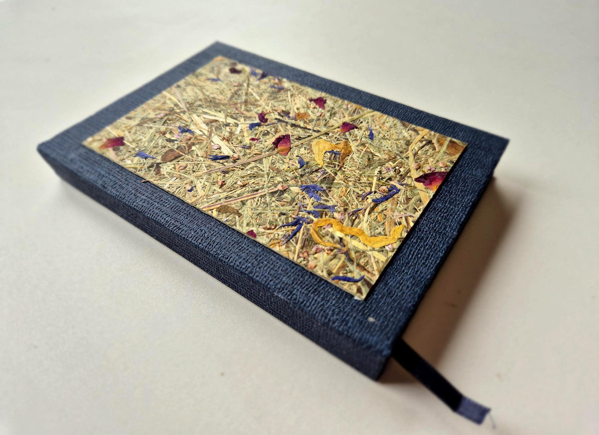 Sweet Nostalgia Pocket-Size A6 Journal Blue | Alpine Hay and Flower Petals
