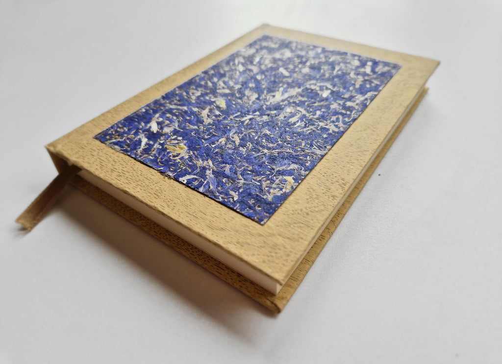 Azure Serenity Pocket-Size A6 Journal Bamboo | Cornflower Blue Sunflower Petals